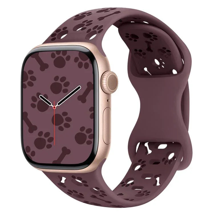 Dây đồng hồ silicone khóa bướm hình xương chân chó, dành cho Apple Watch 46mm / 49mm / 45mm / 44mm, dành cho Apple Watch 42mm / 41mm / 40mm / 38mm