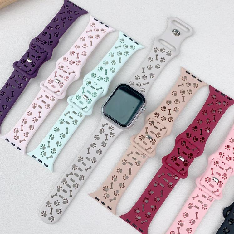 Dây đồng hồ silicone khóa bướm hình xương chân chó, dành cho Apple Watch 46mm / 49mm / 45mm / 44mm, dành cho Apple Watch 42mm / 41mm / 40mm / 38mm