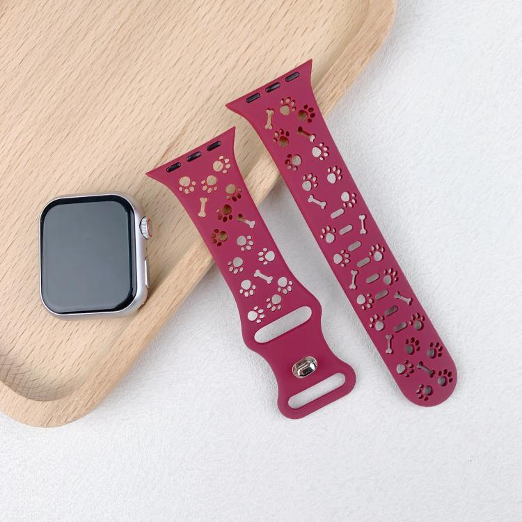Dây đồng hồ silicone khóa bướm hình xương chân chó, dành cho Apple Watch 46mm / 49mm / 45mm / 44mm, dành cho Apple Watch 42mm / 41mm / 40mm / 38mm