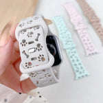 Dây đồng hồ silicone khóa bướm hình xương chân chó, dành cho Apple Watch 46mm / 49mm / 45mm / 44mm, dành cho Apple Watch 42mm / 41mm / 40mm / 38mm