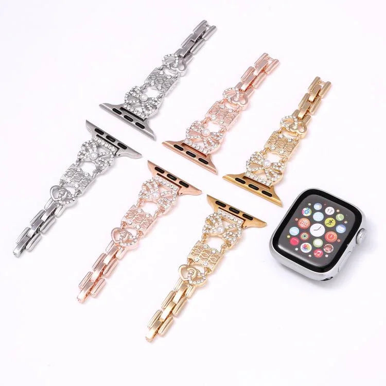 Dây đồng hồ khóa trang sức hình nơ bằng thép không gỉ, dành cho Apple Watch 46mm / 49mm / 45mm / 44mm, dành cho Apple Watch 42mm / 41mm / 40mm / 38mm