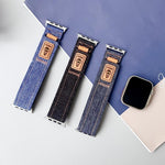 Dây đồng hồ vải bố nylon denim có móc và vòng dán, dành cho Apple Watch 46mm / 49mm / 45mm / 44mm, dành cho Apple Watch 42mm / 41mm / 40mm / 38mm