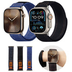 Dây đồng hồ vải bố nylon denim có móc và vòng dán, dành cho Apple Watch 46mm / 49mm / 45mm / 44mm, dành cho Apple Watch 42mm / 41mm / 40mm / 38mm