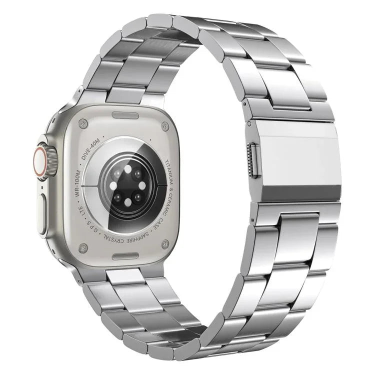 Dây đồng hồ thép không gỉ ba mắt xích khóa Norman, dành cho Apple Watch 46mm / 49mm / 45mm / 44mm