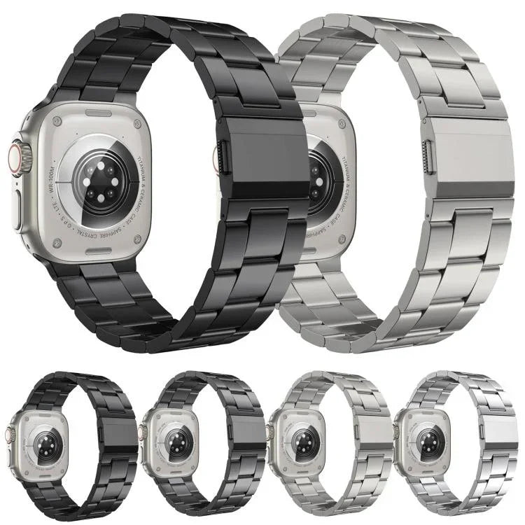 Dây đồng hồ thép không gỉ ba mắt xích khóa Norman, dành cho Apple Watch 46mm / 49mm / 45mm / 44mm