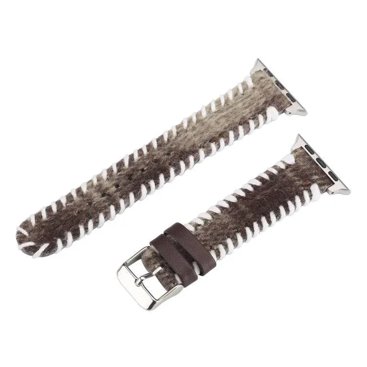 Dây đồng hồ da thật len thêu phong cách cổ điển, dành cho Apple Watch 46mm / 49mm / 45mm / 44mm, dành cho Apple Watch 42mm / 41mm / 40mm / 38mm