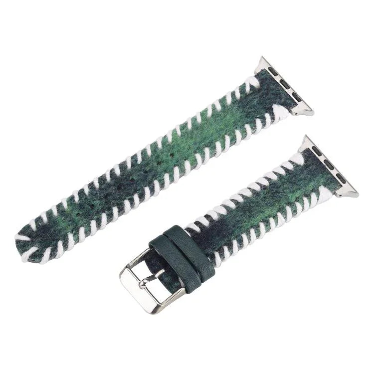 Dây đồng hồ da thật len thêu phong cách cổ điển, dành cho Apple Watch 46mm / 49mm / 45mm / 44mm, dành cho Apple Watch 42mm / 41mm / 40mm / 38mm