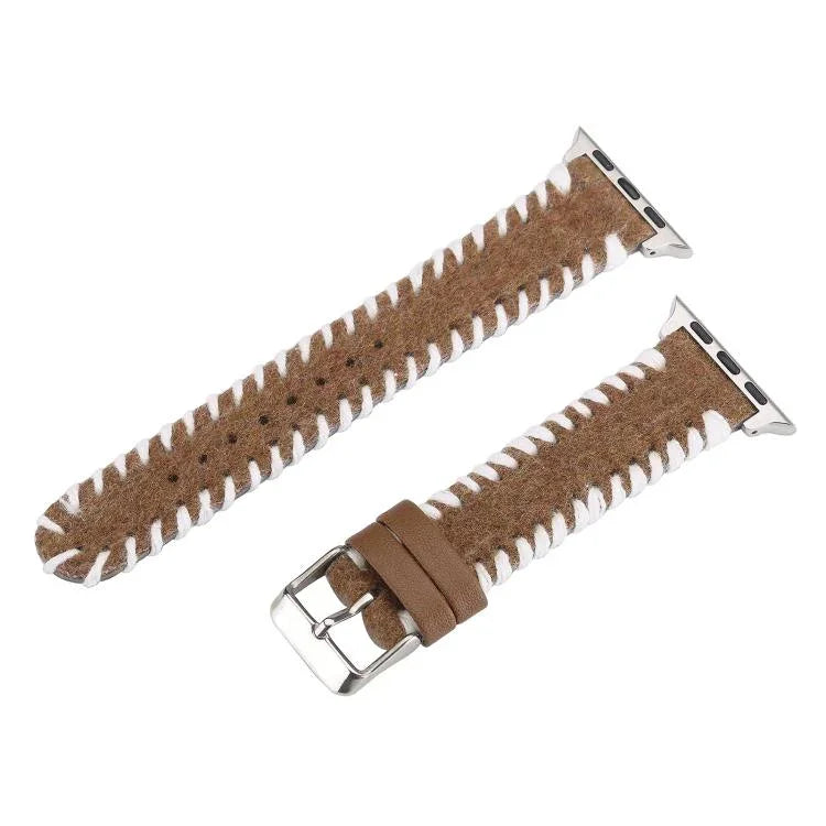 Dây đồng hồ da thật len thêu phong cách cổ điển, dành cho Apple Watch 46mm / 49mm / 45mm / 44mm, dành cho Apple Watch 42mm / 41mm / 40mm / 38mm