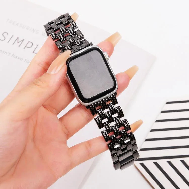 Dây đồng hồ thép không gỉ sọc năm hạt, dành cho Apple Watch 46mm / 49mm / 45mm / 44mm, dành cho Apple Watch 42mm / 41mm / 40mm / 38mm