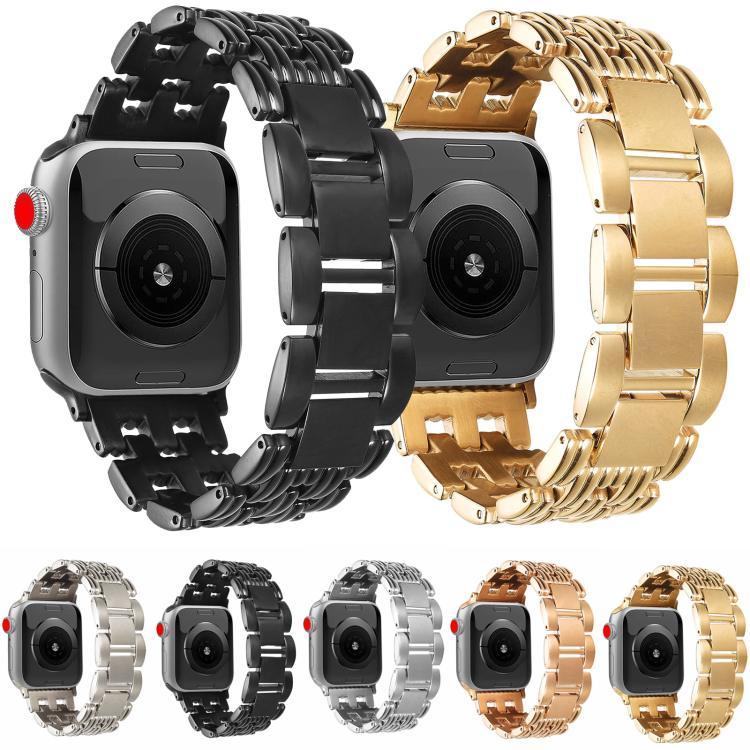 Dây đồng hồ thép không gỉ sọc năm hạt, dành cho Apple Watch 46mm / 49mm / 45mm / 44mm, dành cho Apple Watch 42mm / 41mm / 40mm / 38mm