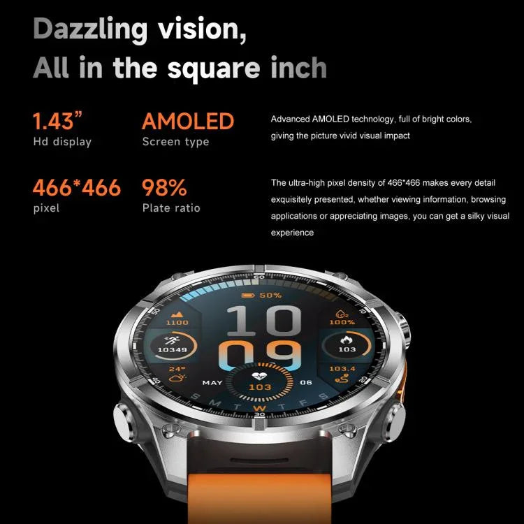 Đồng hồ thông minh thể thao dây silicone màn hình AMOLED 1.43 inch HD300, Hỗ trợ phát hiện oxy trong máu