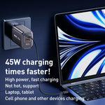 Sạc nhanh REMAX U2-AC 45W USB và Type-C GaN hiển thị kỹ thuật số, phích cắm EU, phích cắm UK