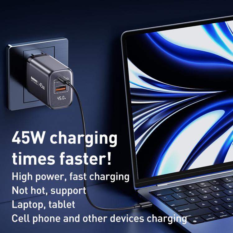 Sạc nhanh REMAX U2-AC 67W USB và Type-C GaN hiển thị kỹ thuật số, phích cắm EU, phích cắm UK
