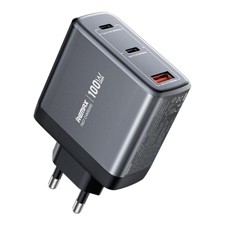 Sạc nhanh REMAX U2-AC 100W USB và Type-C đôi GaN hiển thị kỹ thuật số, phích cắm EU