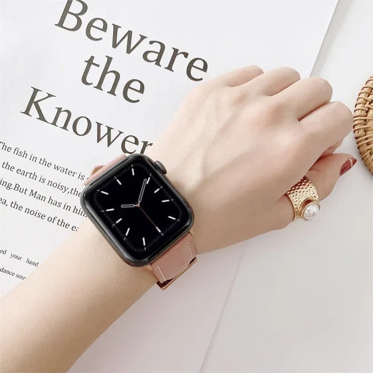 Dây đeo đồng hồ bằng da khâu kiểu đuôi V, dành cho Apple Watch 5 & 4 44mm / 3 & 2 & 1 42mm, dành cho Apple Watch Series 8&7 41mm / SE 2&6&SE&5&4 40mm / 3&2&1 38mm, dành cho Apple Watch Series 7 41mm / 6 & SE & 5 & 4 40mm / 3 & 2 & 1 38mm