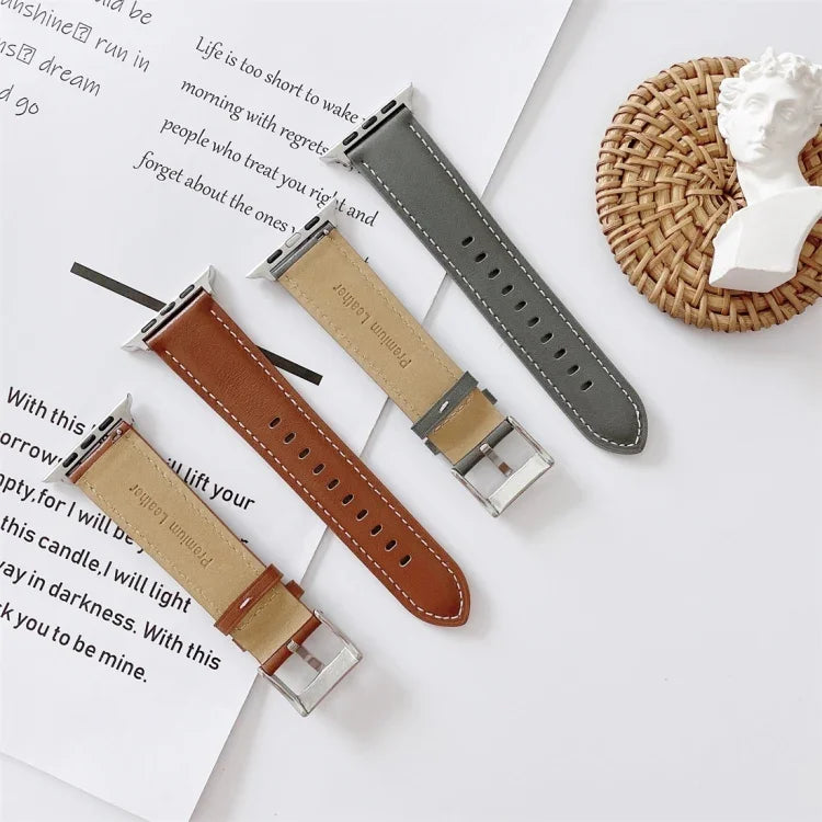 Dây đeo đồng hồ bằng da khâu kiểu đuôi V, dành cho Apple Watch 5 & 4 44mm / 3 & 2 & 1 42mm, dành cho Apple Watch Series 8&7 41mm / SE 2&6&SE&5&4 40mm / 3&2&1 38mm, dành cho Apple Watch Series 7 41mm / 6 & SE & 5 & 4 40mm / 3 & 2 & 1 38mm