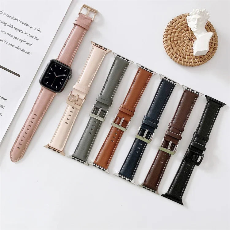Dây đeo đồng hồ bằng da khâu kiểu đuôi V, dành cho Apple Watch 5 & 4 44mm / 3 & 2 & 1 42mm, dành cho Apple Watch Series 8&7 41mm / SE 2&6&SE&5&4 40mm / 3&2&1 38mm, dành cho Apple Watch Series 7 41mm / 6 & SE & 5 & 4 40mm / 3 & 2 & 1 38mm