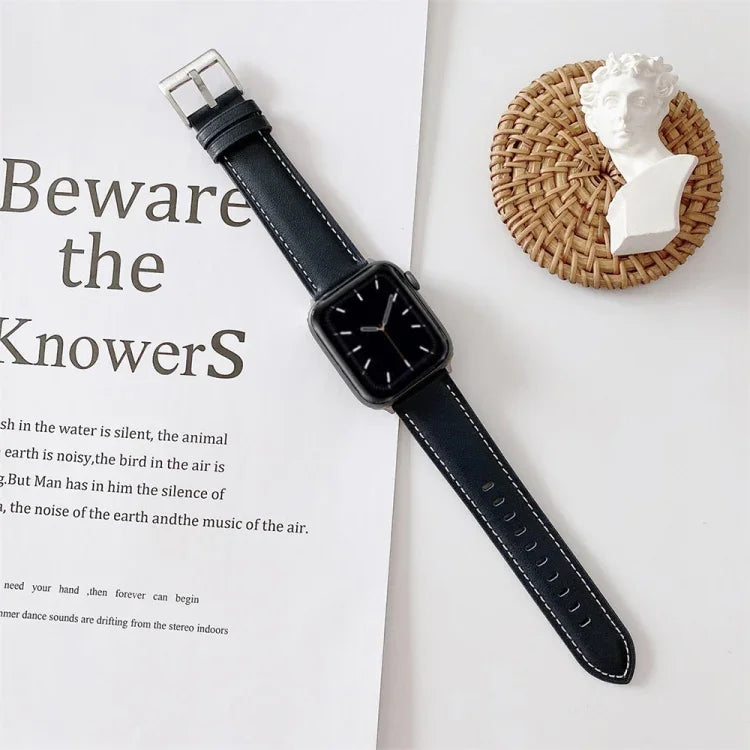 Dây đeo đồng hồ bằng da khâu kiểu đuôi V, dành cho Apple Watch 5 & 4 44mm / 3 & 2 & 1 42mm, dành cho Apple Watch Series 8&7 41mm / SE 2&6&SE&5&4 40mm / 3&2&1 38mm, dành cho Apple Watch Series 7 41mm / 6 & SE & 5 & 4 40mm / 3 & 2 & 1 38mm