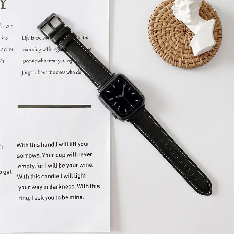 Dây đeo đồng hồ bằng da khâu kiểu đuôi V, dành cho Apple Watch 5 & 4 44mm / 3 & 2 & 1 42mm, dành cho Apple Watch Series 8&7 41mm / SE 2&6&SE&5&4 40mm / 3&2&1 38mm, dành cho Apple Watch Series 7 41mm / 6 & SE & 5 & 4 40mm / 3 & 2 & 1 38mm