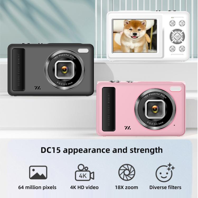 Máy ảnh kỹ thuật số DC15 2.4 inch zoom kỹ thuật số 18X quay video HD 4K, chụp ảnh 64MP