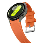 Dây đồng hồ silicone da khóa ghim bạc, Dành cho Samsung Galaxy Watch 7 / 6 / 5 / 4