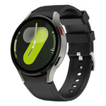 Dây đồng hồ silicone da khóa ghim bạc, Dành cho Samsung Galaxy Watch 7 / 6 / 5 / 4