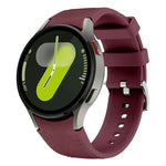 Dây đồng hồ silicone da khóa ghim bạc, Dành cho Samsung Galaxy Watch 7 / 6 / 5 / 4