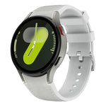 Dây đồng hồ silicone da khóa ghim bạc, Dành cho Samsung Galaxy Watch 7 / 6 / 5 / 4