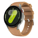 Dây đồng hồ silicone da khóa ghim bạc, Dành cho Samsung Galaxy Watch 7 / 6 / 5 / 4