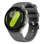 Dây đồng hồ silicone da khóa ghim bạc, Dành cho Samsung Galaxy Watch 7 / 6 / 5 / 4