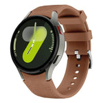 Dây đồng hồ silicone da khóa ghim bạc, Dành cho Samsung Galaxy Watch 7 / 6 / 5 / 4