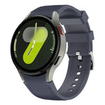 Dây đồng hồ silicone da khóa ghim bạc, Dành cho Samsung Galaxy Watch 7 / 6 / 5 / 4