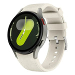 Dây đồng hồ silicone da khóa ghim bạc, Dành cho Samsung Galaxy Watch 7 / 6 / 5 / 4