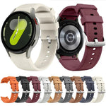 Dây đồng hồ silicone da khóa ghim bạc, Dành cho Samsung Galaxy Watch 7 / 6 / 5 / 4