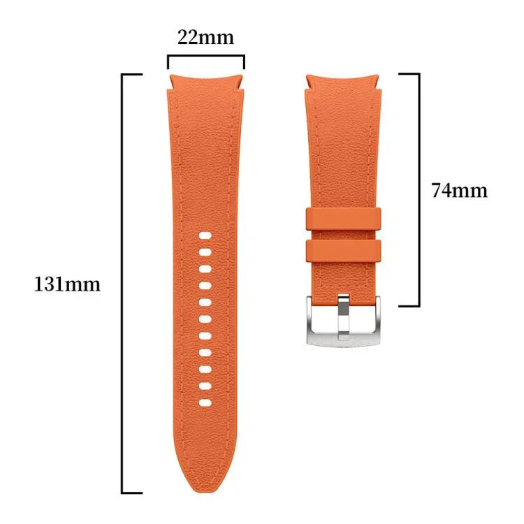 Dây đồng hồ silicone da khóa ghim bạc, Dành cho Samsung Galaxy Watch 7 / 6 / 5 / 4