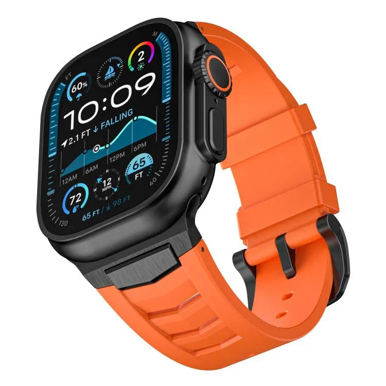 Dây đồng hồ khóa thép không gỉ cao su flo, dành cho Apple Watch Ultra / Ultra 2 49mm