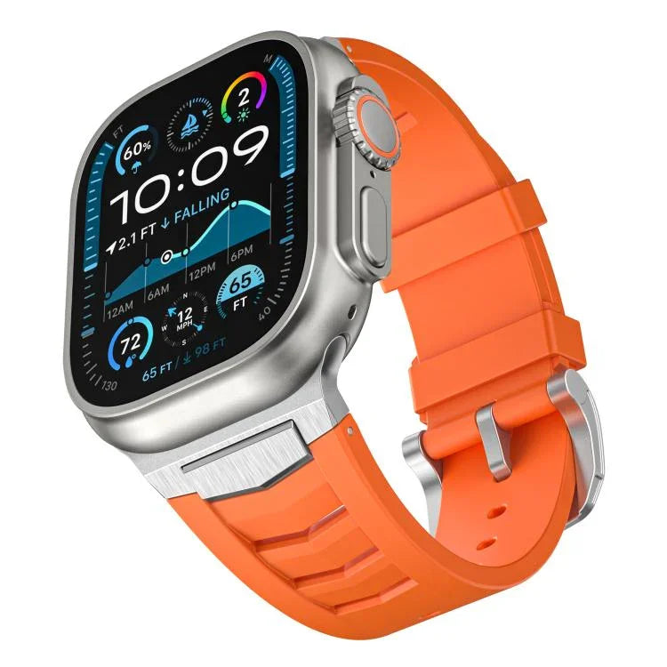 Dây đồng hồ khóa thép không gỉ cao su flo, dành cho Apple Watch Ultra / Ultra 2 49mm
