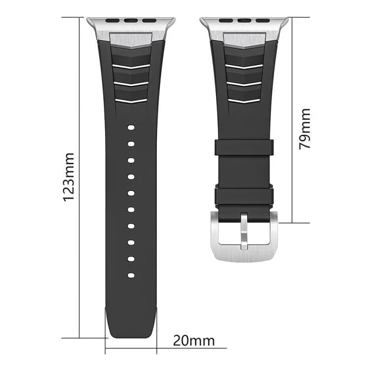 Dây đồng hồ khóa thép không gỉ cao su flo, dành cho Apple Watch Ultra / Ultra 2 49mm