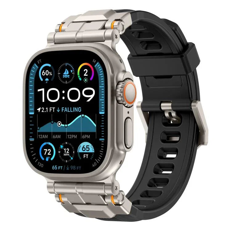 Dây đồng hồ silicone đầu nối hợp kim, Dành cho Apple Watch 46mm / 49mm / 45mm / 44mm