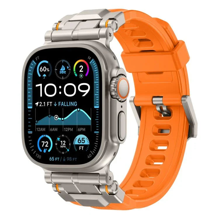 Dây đồng hồ silicone đầu nối hợp kim, Dành cho Apple Watch 46mm / 49mm / 45mm / 44mm