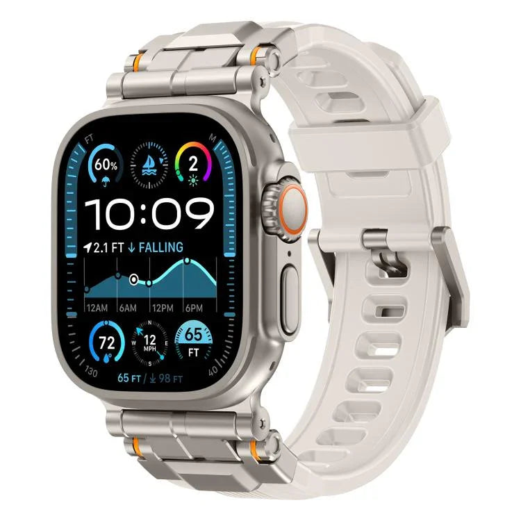 Dây đồng hồ silicone đầu nối hợp kim, Dành cho Apple Watch 46mm / 49mm / 45mm / 44mm