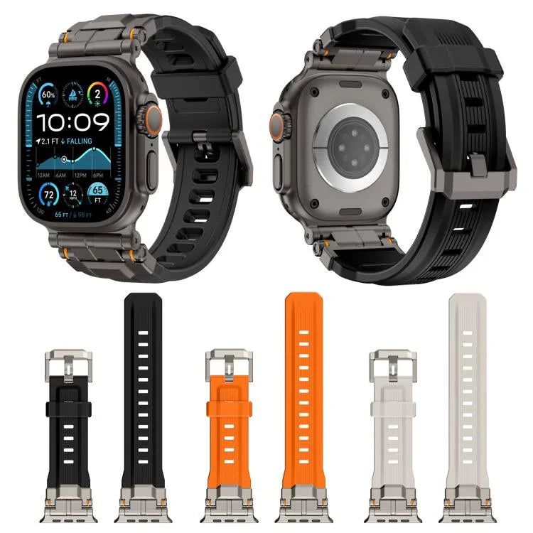 Dây đồng hồ silicone đầu nối hợp kim, Dành cho Apple Watch 46mm / 49mm / 45mm / 44mm