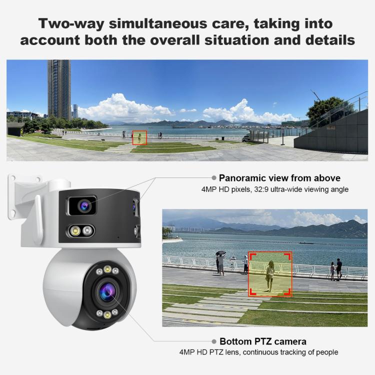 Camera Dome PTZ Góc Rộng Siêu Rộng Đa Ống Kính 8MP HD SriHome SH055B, SH055B