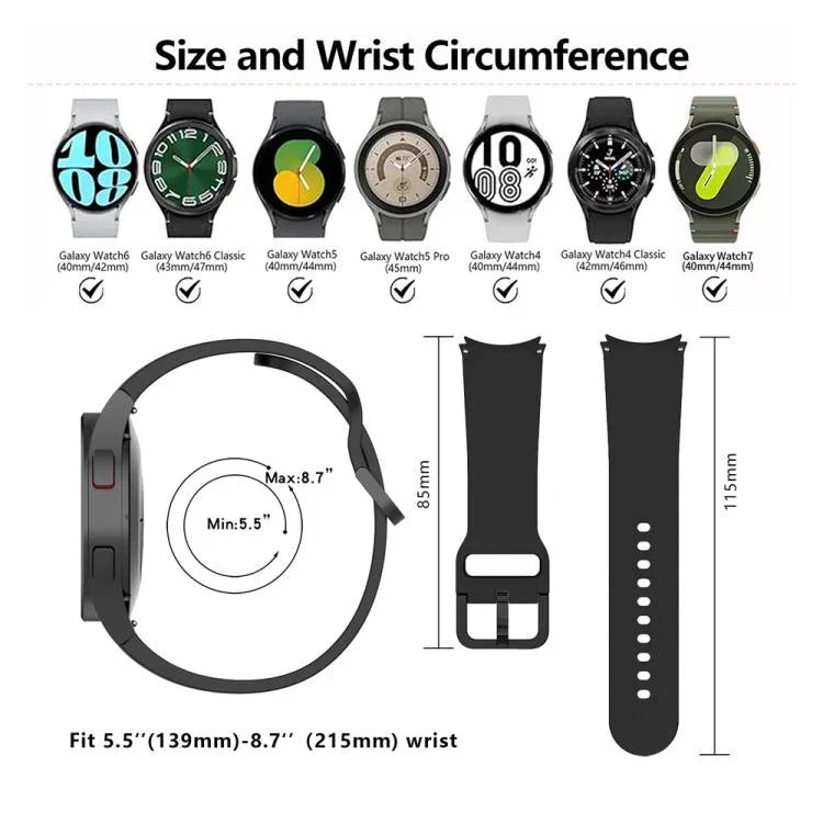 Dây đồng hồ silicone khóa chốt kim loại Kalebol, Dành cho Samsung Galaxy Watch 7 / 6 / 5 / 4