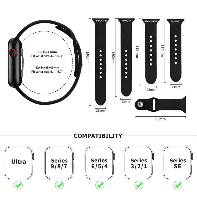 Dây đồng hồ silicone Kalebol với khóa ngược, Dành cho Apple Watch 46mm / 49mm / 45mm / 44mm, Dành cho Apple Watch 42mm / 41mm / 40mm / 38mm