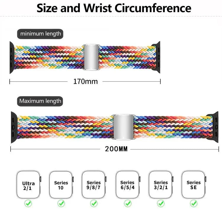 Dây đồng hồ vòng nylon Kalebol với khóa nam châm, Dành cho Apple Watch 46mm / 49mm / 45mm / 44mm, Dành cho Apple Watch 42mm / 41mm / 40mm / 38mm
