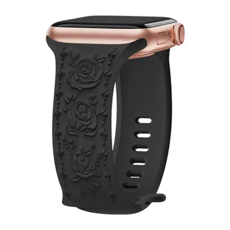 Dây đồng hồ silicone Kalebol với khóa hình số 8 và hoa văn hoa hồng, Dành cho Apple Watch 46mm / 49mm / 45mm / 44mm, Dành cho Apple Watch 42mm / 41mm / 40mm / 38mm