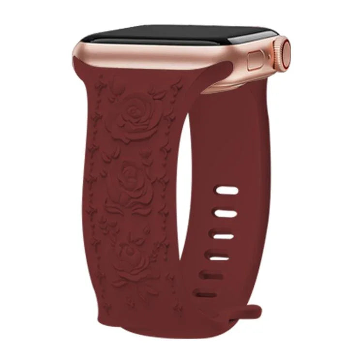 Dây đồng hồ silicone Kalebol với khóa hình số 8 và hoa văn hoa hồng, Dành cho Apple Watch 46mm / 49mm / 45mm / 44mm, Dành cho Apple Watch 42mm / 41mm / 40mm / 38mm