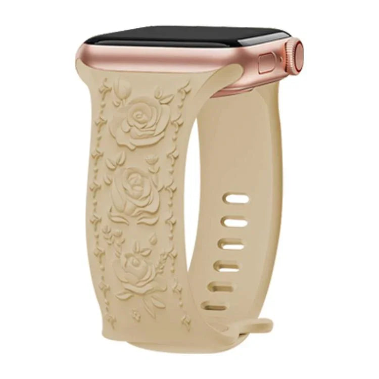 Dây đồng hồ silicone Kalebol với khóa hình số 8 và hoa văn hoa hồng, Dành cho Apple Watch 46mm / 49mm / 45mm / 44mm, Dành cho Apple Watch 42mm / 41mm / 40mm / 38mm