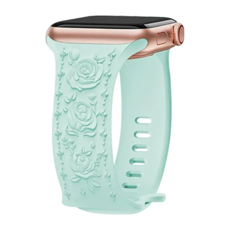 Dây đồng hồ silicone Kalebol với khóa hình số 8 và hoa văn hoa hồng, Dành cho Apple Watch 46mm / 49mm / 45mm / 44mm, Dành cho Apple Watch 42mm / 41mm / 40mm / 38mm